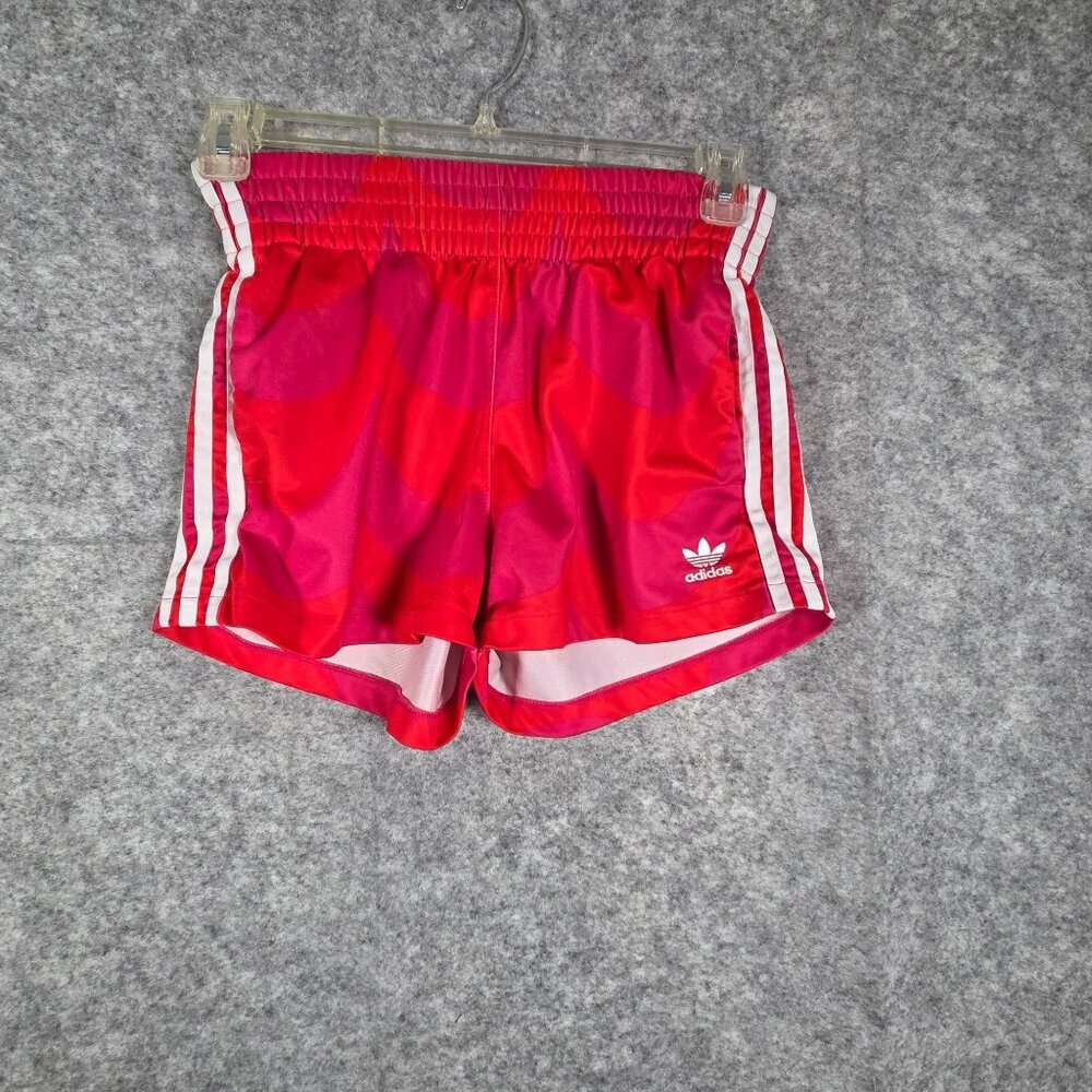 Adidas Marimekko Athletic Shorts Red Pink Elastic Waist Primegreen - Sz S H20476 - Picture 2 of 8